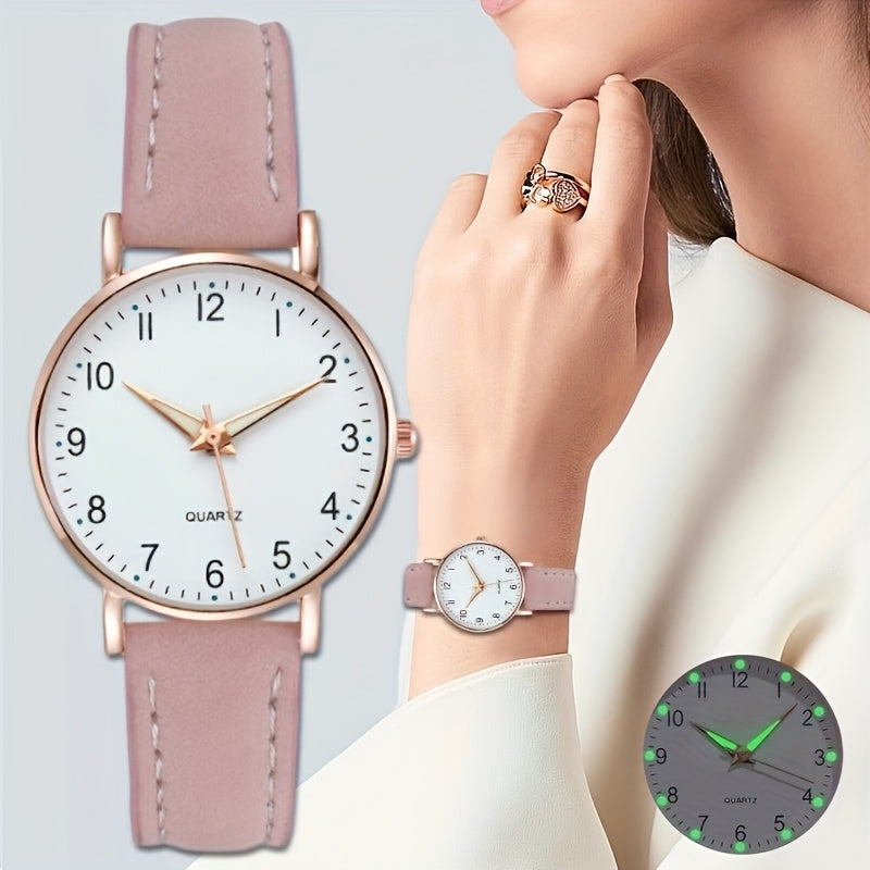 Montre-bracelet à quartz tendance pour femme avecbracelet en similicuir