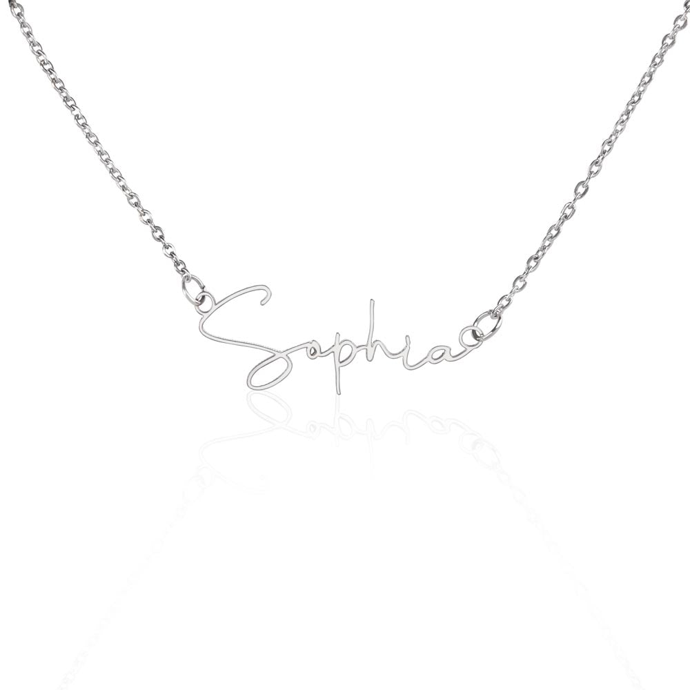 Collier avec nom personnalisé de style signature sans carte de message