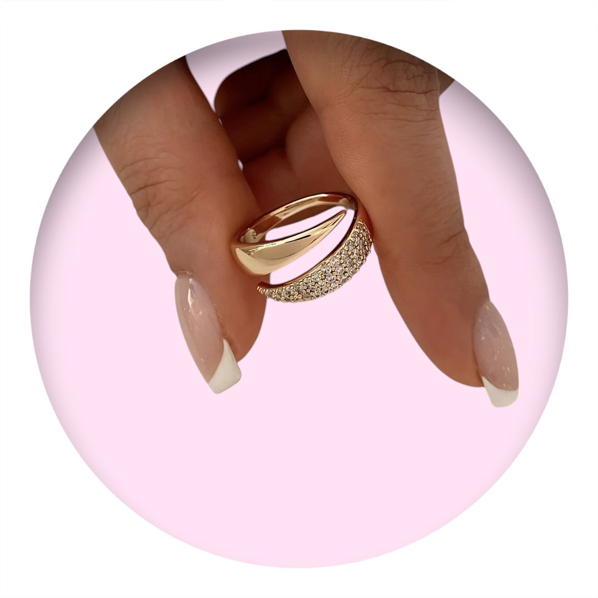 Elegant Adjustable Copper Ring with Zirconia